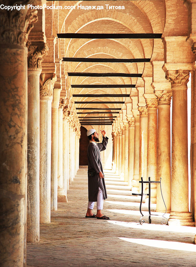 People, Person, Human, Column, Pillar, Corridor, Female