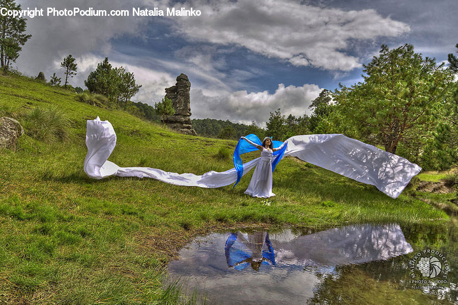 Field, Grass, Grassland, Plant, Lawn, Clothing, Dress