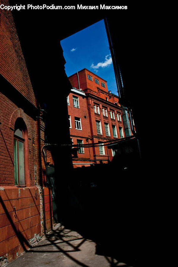 Brick, Alley, Alleyway, Road, Street, Town, Shipping Container