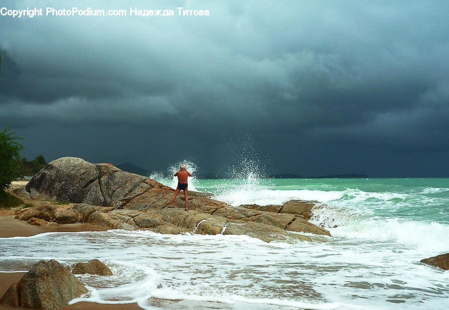 Rock, Outdoors, Sea, Sea Waves, Water, Coast, Beach
