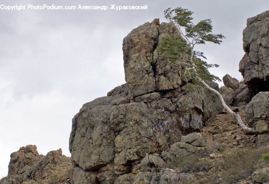 Cliff, Outdoors, Rock, Crest, Mountain, Peak, Ruins