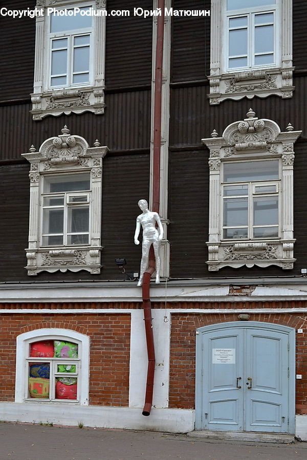 Brick, Window, Art, Sculpture, Statue, Architecture, Balcony