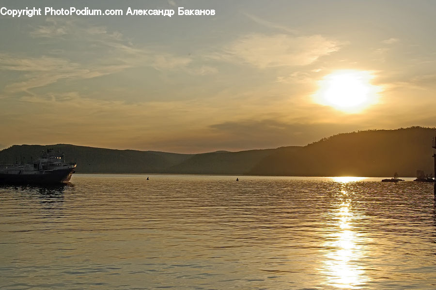Boat, Watercraft, Dusk, Outdoors, Sky, Sunlight, Sunrise
