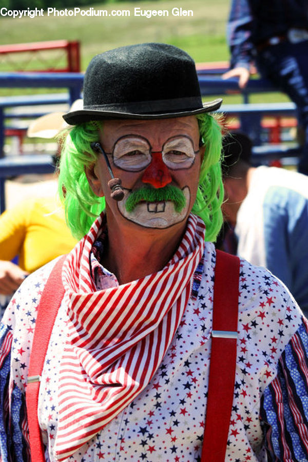 People, Person, Human, Clown, Performer, Bench, Home Decor