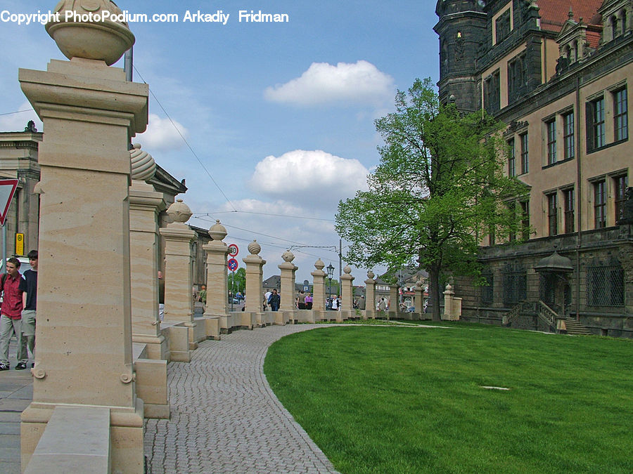 Campus, Column, Pillar, Boardwalk, Path, Pavement, Sidewalk