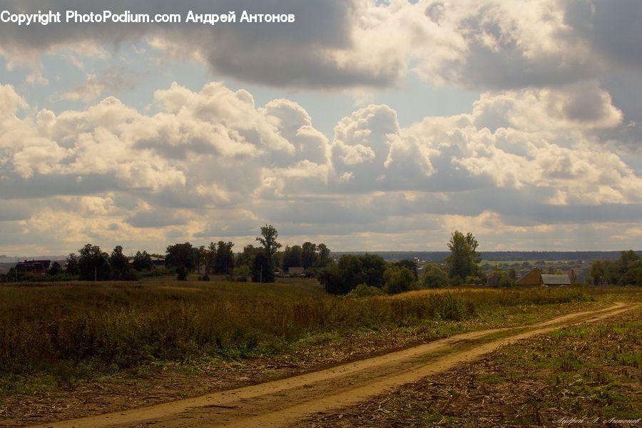 Dirt Road, Gravel, Road, Cloud, Cumulus, Sky, Landscape