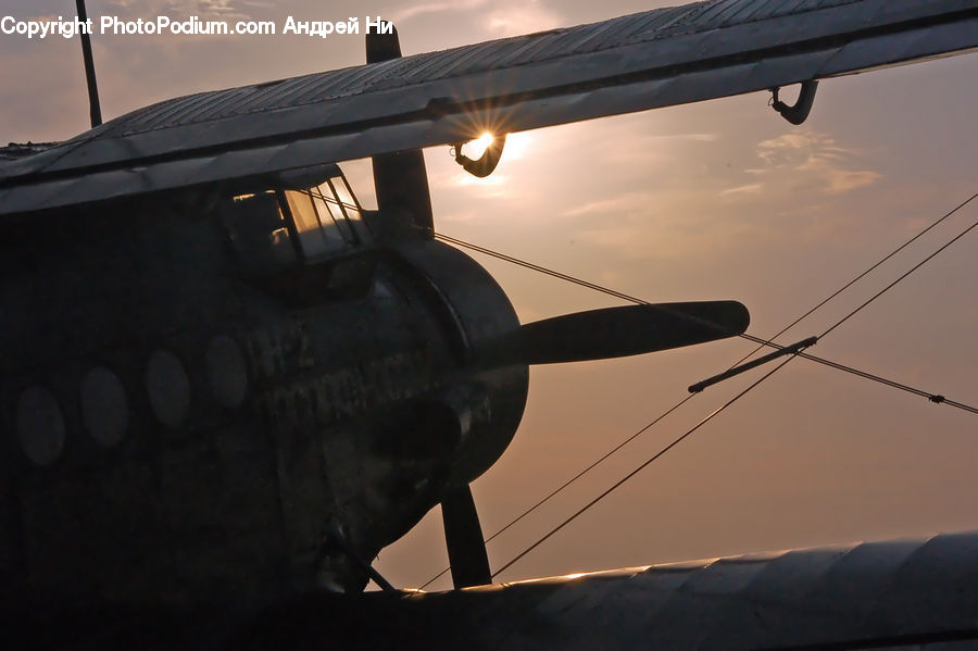 Aircraft, Airplane, Biplane, Airfield, Airport, Flare, Light