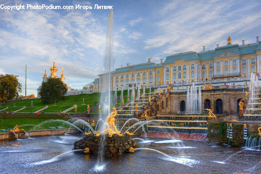 Fountain, Water, Architecture, Downtown, Plaza, Town Square, Town