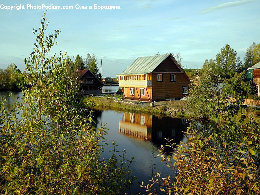 Building, Cottage, Housing, Roof, Outdoors, Pond, Water