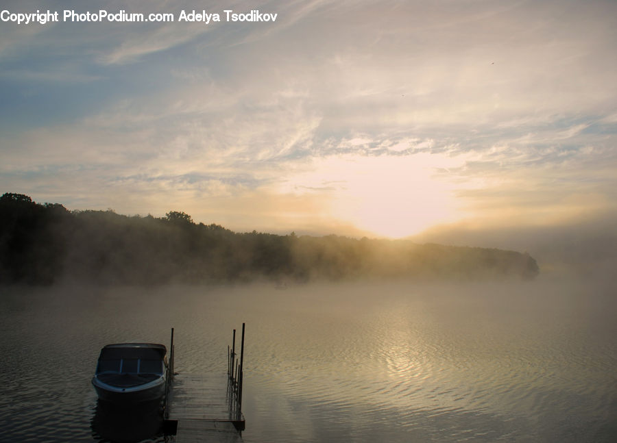 Boat, Rowboat, Vessel, Dawn, Dusk, Sky, Sunrise