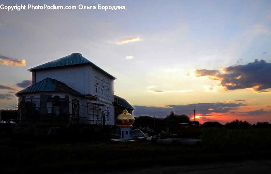 Dusk, Outdoors, Sky, Sunlight, Sunrise, Sunset, Building