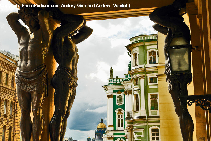 People, Person, Human, Lamp Post, Pole, Art, Gargoyle
