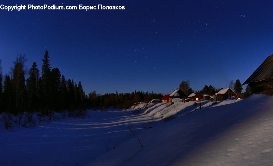 Piste, Skiing, Slide, Snow, Sport, Building, Cottage