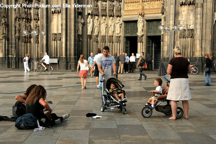 Human, People, Person, Stroller, Motor, Motorcycle, Vehicle