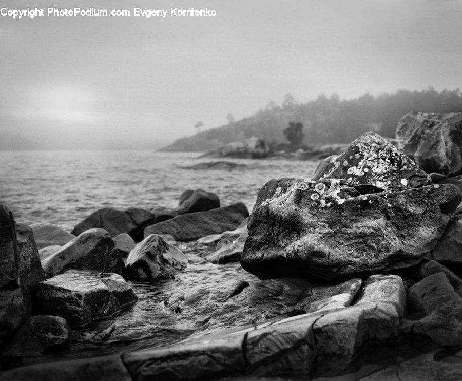 Rock, Coast, Outdoors, Sea, Water, Cove, Rubble