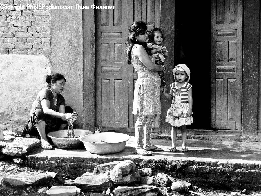 People, Person, Human, Female, Bonnet, Hat, Cobblestone