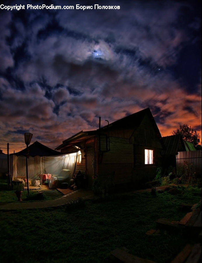 Outdoors, Storm, Thunderstorm, Weather, Cabin, Hut, Rural