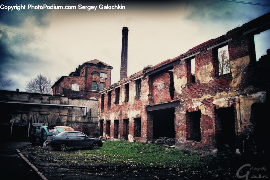 Architecture, Mansion, Automobile, Car, Sedan, Vehicle, Cobblestone