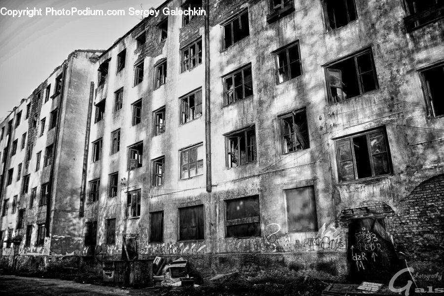 Apartment Building, Building, High Rise, Brick, Door, Window, City