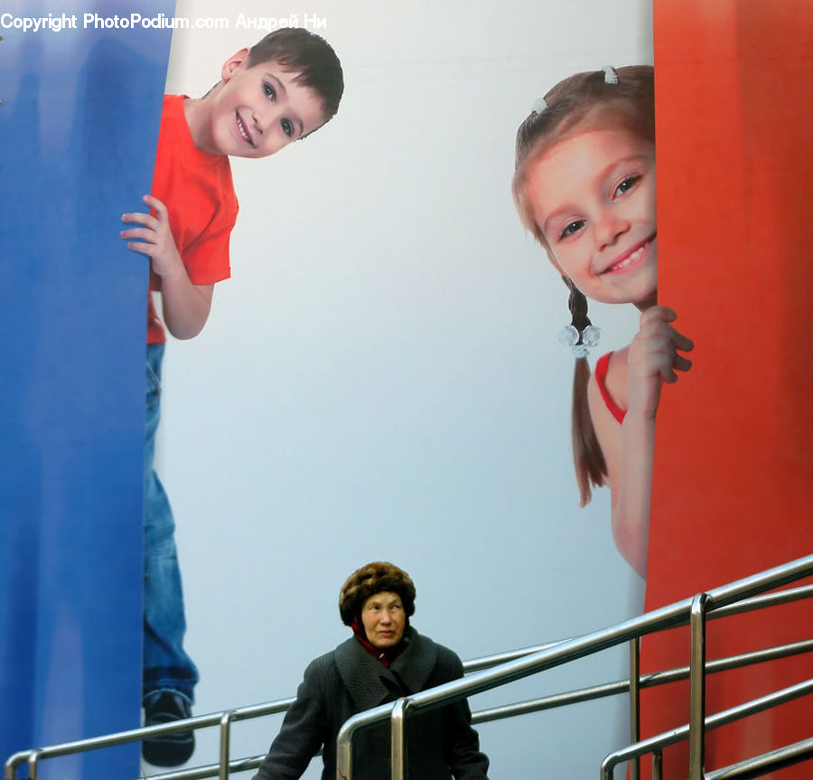 People, Person, Human, Banister, Handrail, Face, Portrait