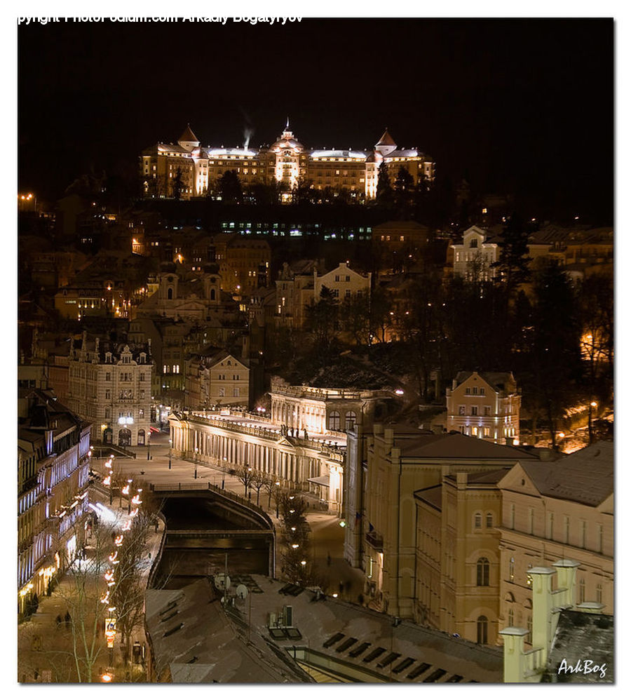 Night, Outdoors, City, Downtown, Metropolis, Urban, Intersection