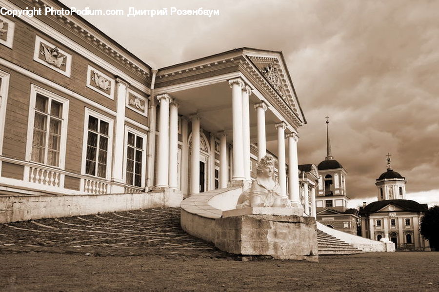 Patio, Architecture, Mansion, Building, Housing, Downtown, Plaza