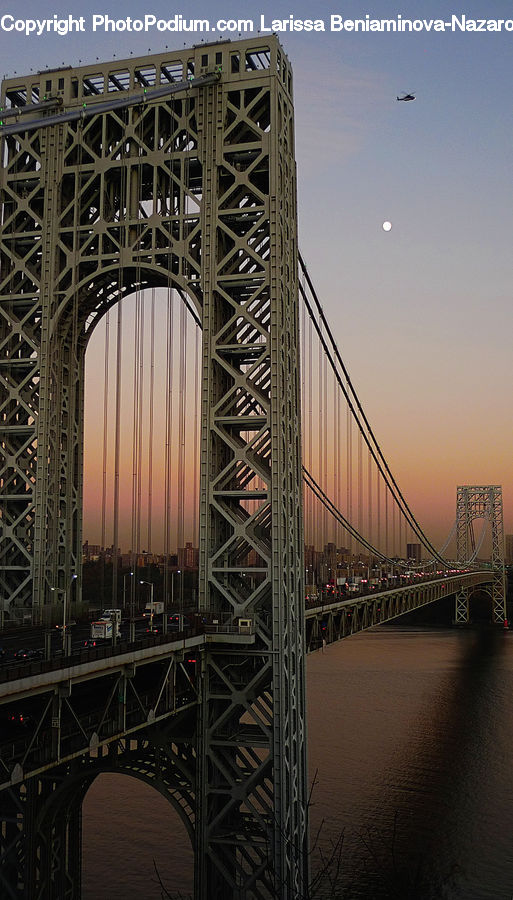 Bridge, Suspension Bridge, City, Downtown, Building, Architecture, Metropolis