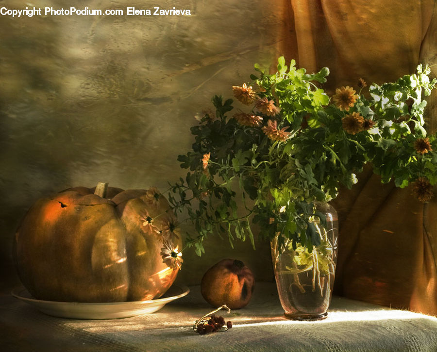 Plant, Potted Plant, Glass, Goblet, Art, Painting, Still Life