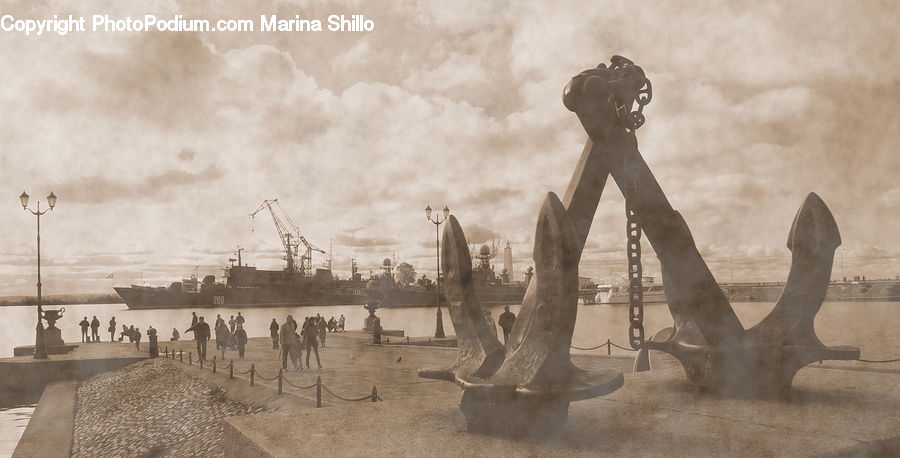 Anchor, Hook, Art, Sculpture, Statue, Battleship, Cruiser