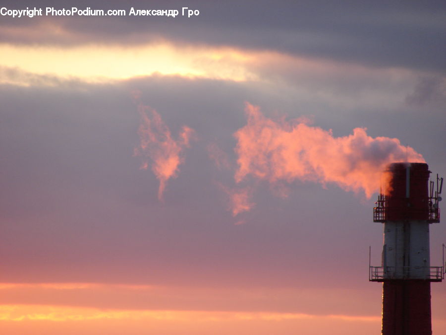 Factory, Refinery, Azure Sky, Cloud, Outdoors, Sky, Beacon