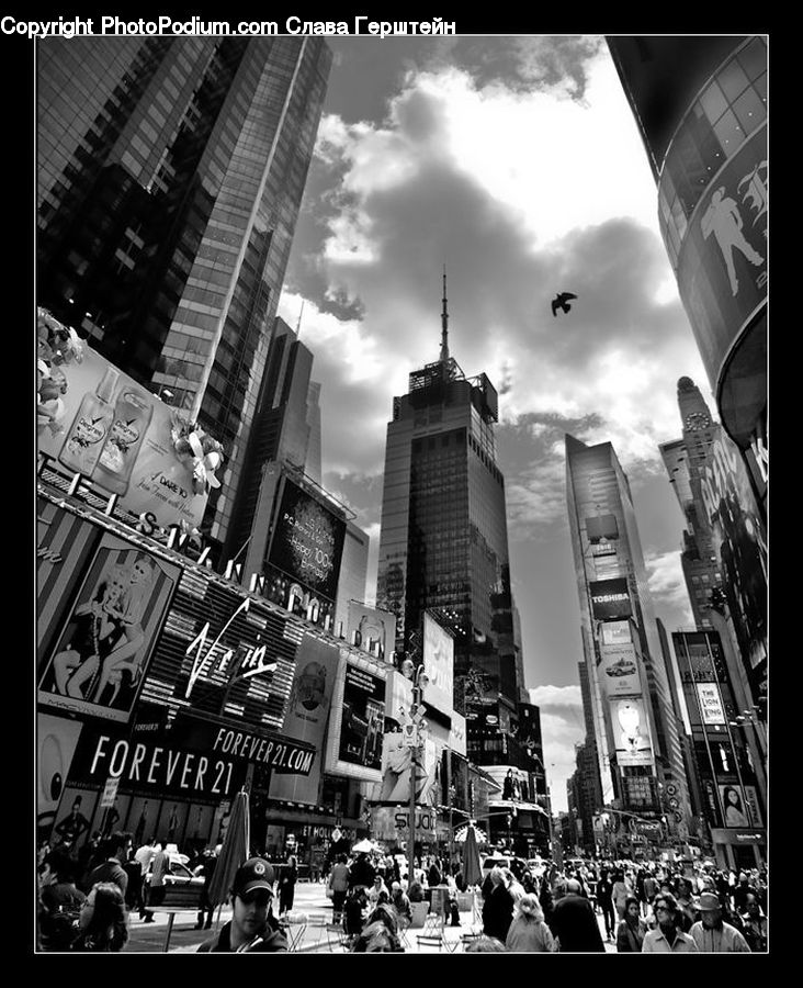 Crowd, City, Downtown, Urban, Flyer, Poster, Intersection
