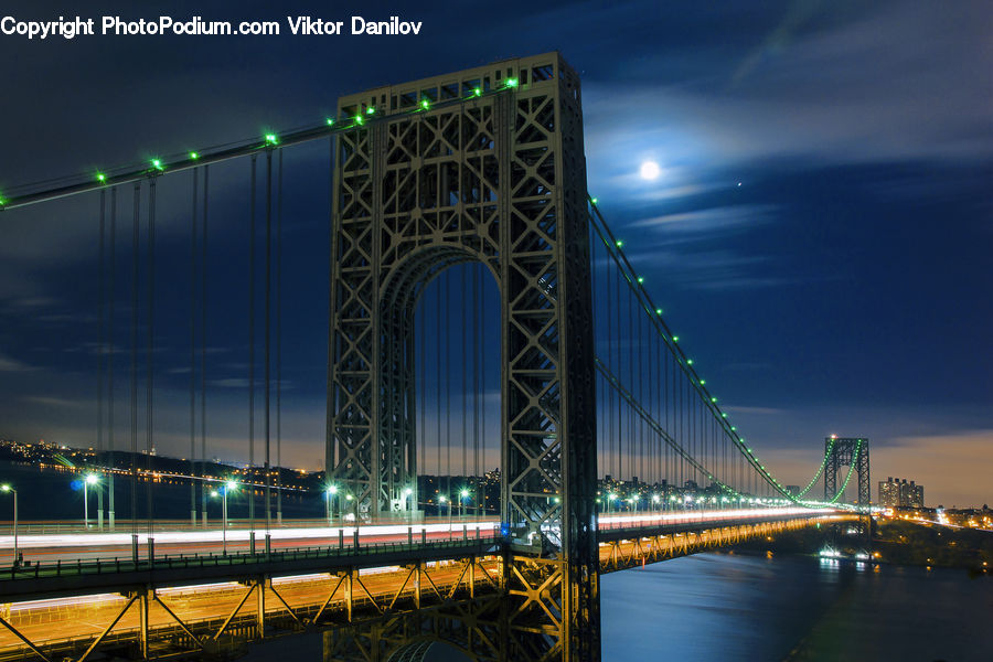 Bridge, Train, Vehicle, City, Downtown, Dock, Pier