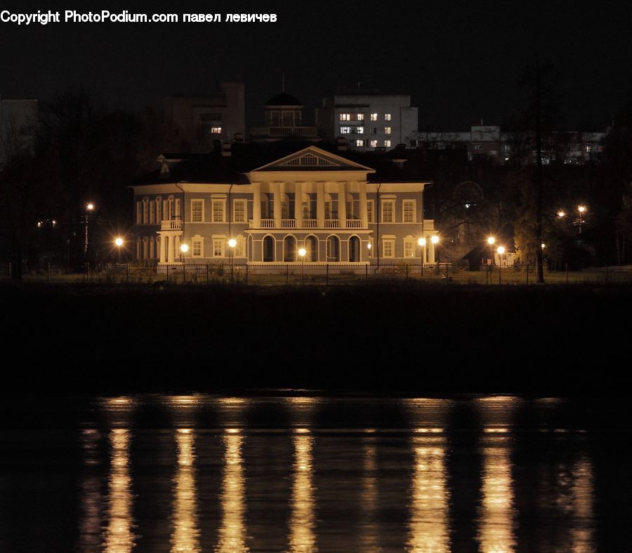 Architecture, Mansion, Night, Outdoors, Building, Lighting, Gazebo