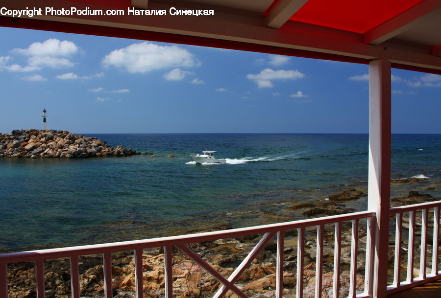 Coast, Outdoors, Sea, Water, Gazebo, Deck, Porch