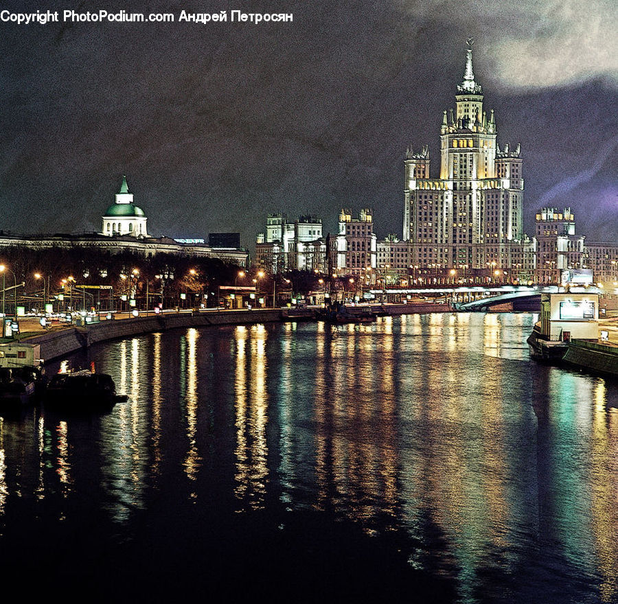 City, Downtown, Metropolis, Urban, Building, Canal, Outdoors
