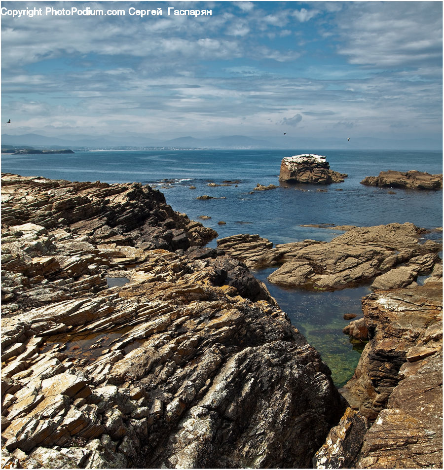 Coast, Outdoors, Sea, Water, Rock, Cliff, Promontory