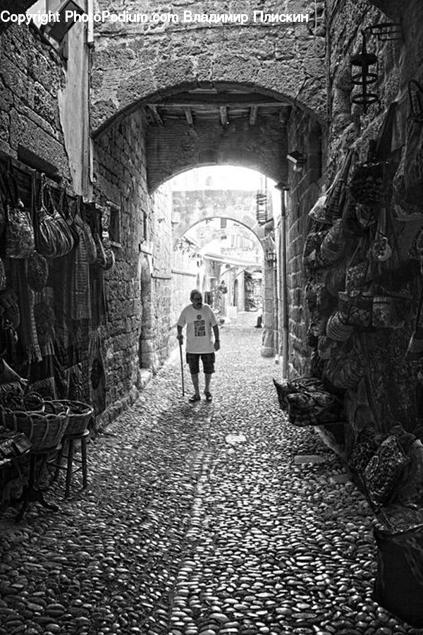 Chair, Furniture, Arch, Alley, Alleyway, Road, Street