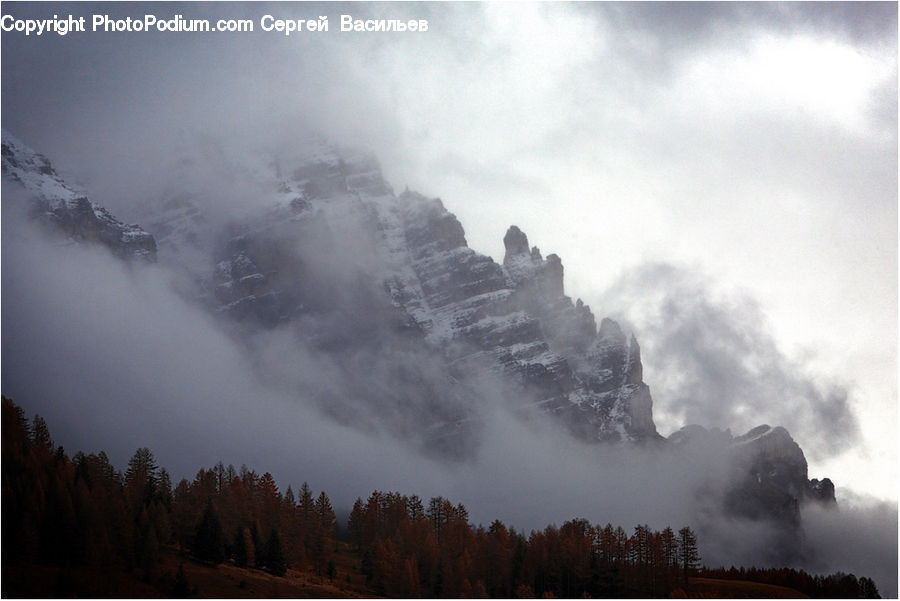 Fog, Mountain, Mountain Range, Outdoors, Azure Sky, Cloud, Sky
