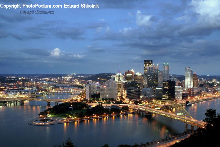 City, Downtown, Metropolis, Urban, Canal, Outdoors, River