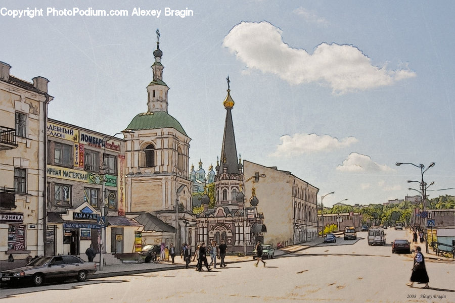 Architecture, Downtown, Plaza, Town Square, Town, Bell Tower, Clock Tower