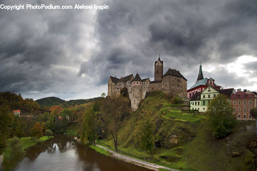 Architecture, Castle, Fort, Ditch, Moat, Outdoors, River