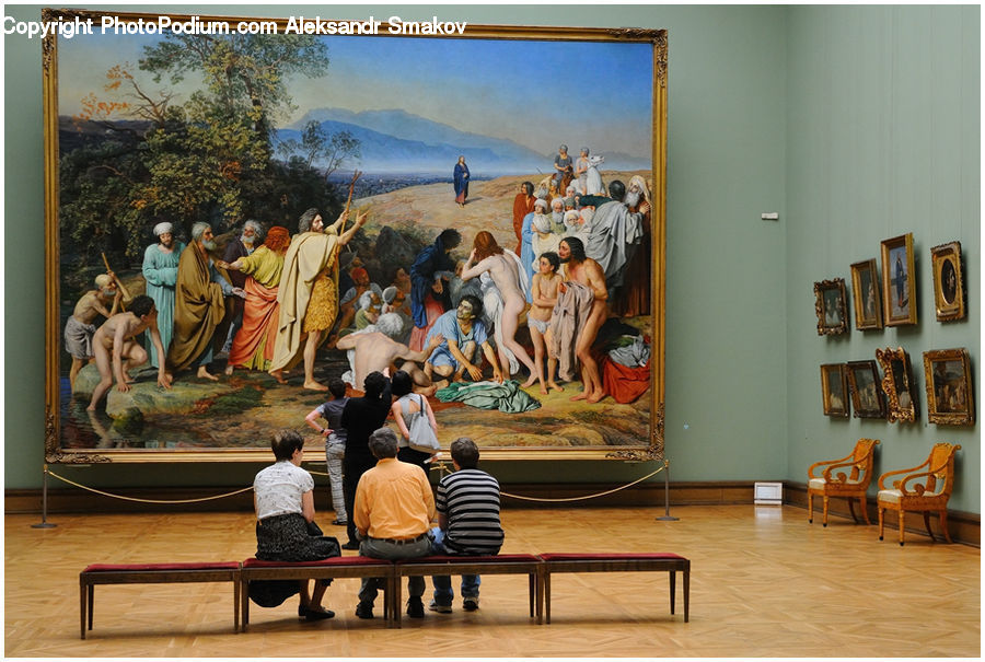People, Person, Human, Art, Painting, Furniture, Bench