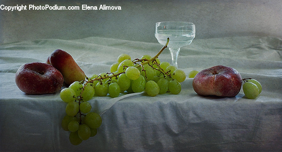 Glass, Fruit, Grapes, Apple, Plum, Citrus Fruit, Orange