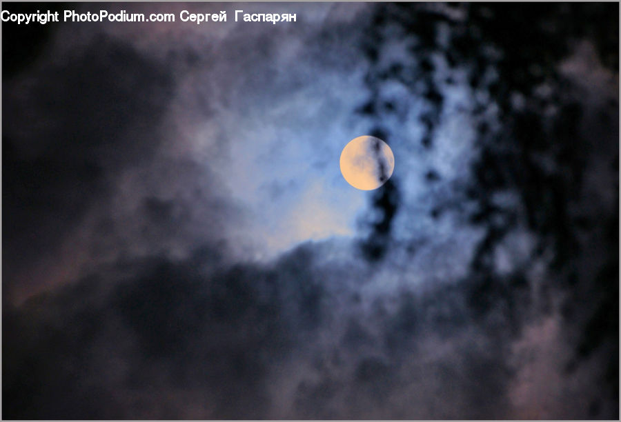 Astronomy, Full Moon, Night, Hot Air Balloon, Leisure Activities, Landscape, Nature