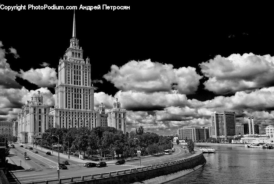 City, Downtown, Urban, Intersection, Road, Architecture, Plaza