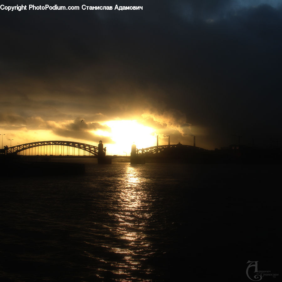 Sun, Bridge, Dawn, Dusk, Sky, Sunrise, Sunset