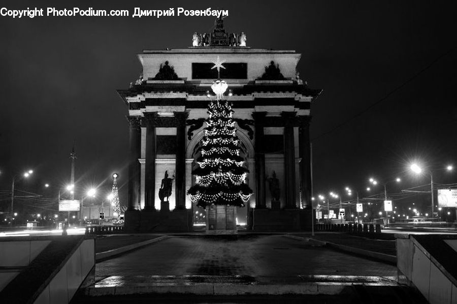 Architecture, Shrine, Temple, Worship, Night, Outdoors, Bridge