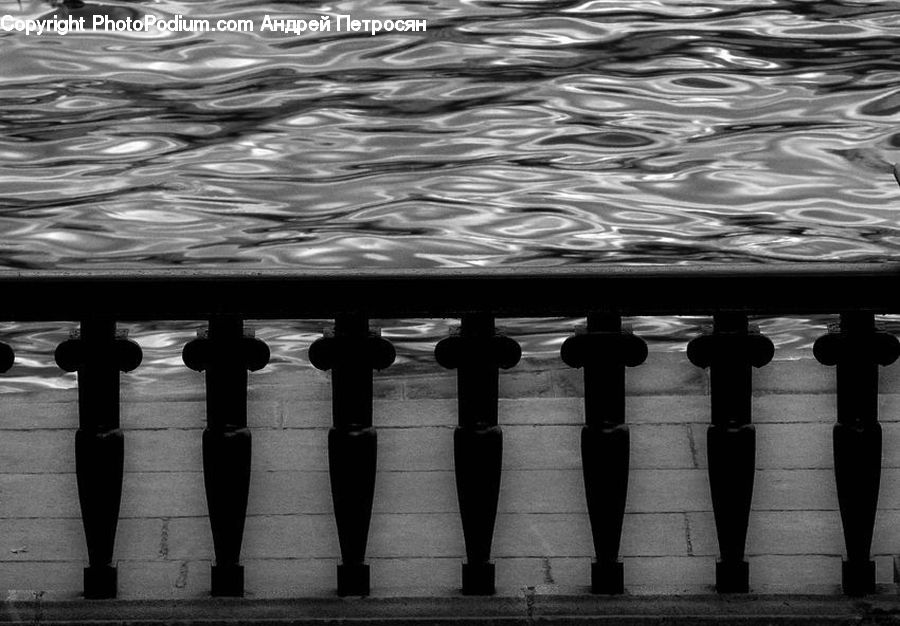 Silhouette, Railing, Water