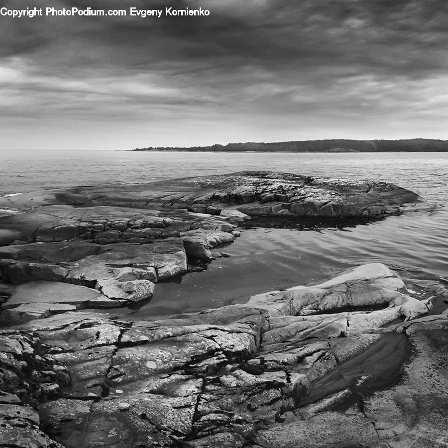 Rock, Rubble, Coast, Outdoors, Sea, Water, Sand