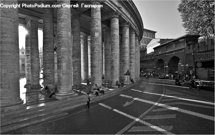 Arch, Column, Pillar, Architecture, Court, Pedestrian, Person